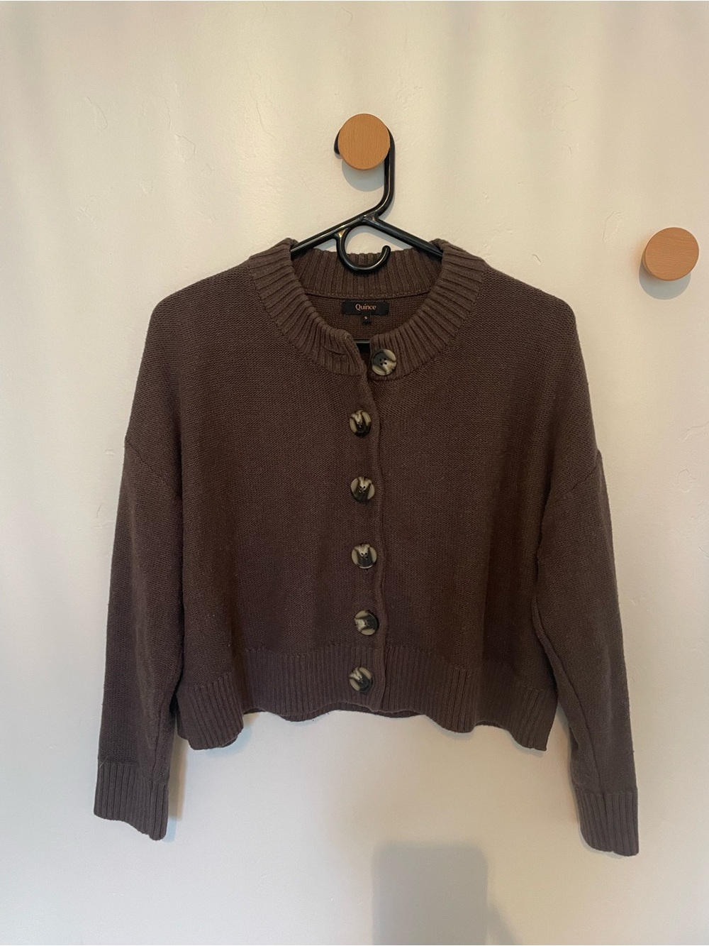 Quince Brown Cropped Button-Up Women's Sweater - Picture 4 of 4